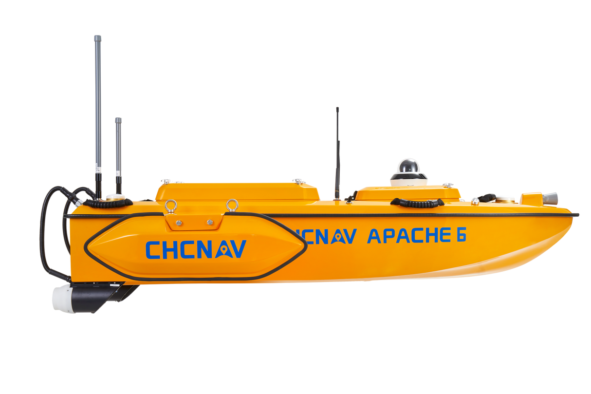 Side profile of Apache 6 autonomous bathymetric mapping boat