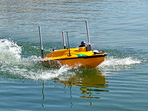 CHCNAV Apache 3 Pro conducting bathymetric survey in coastal or lake environment