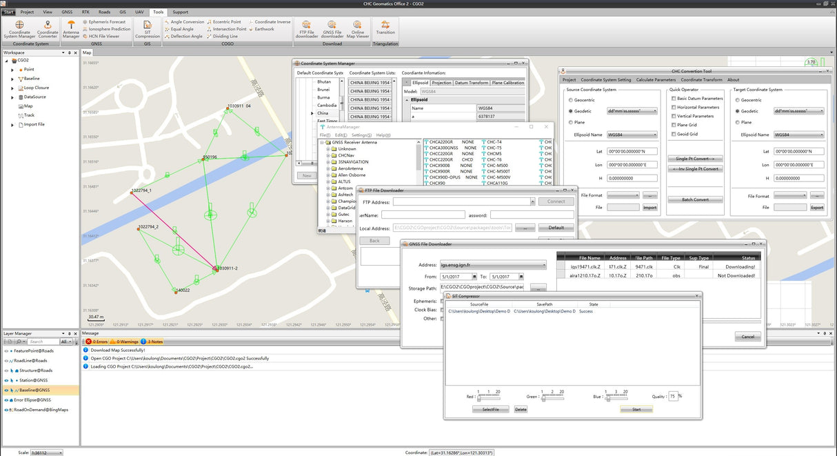 Detailed function overview panel in CGO2 software
