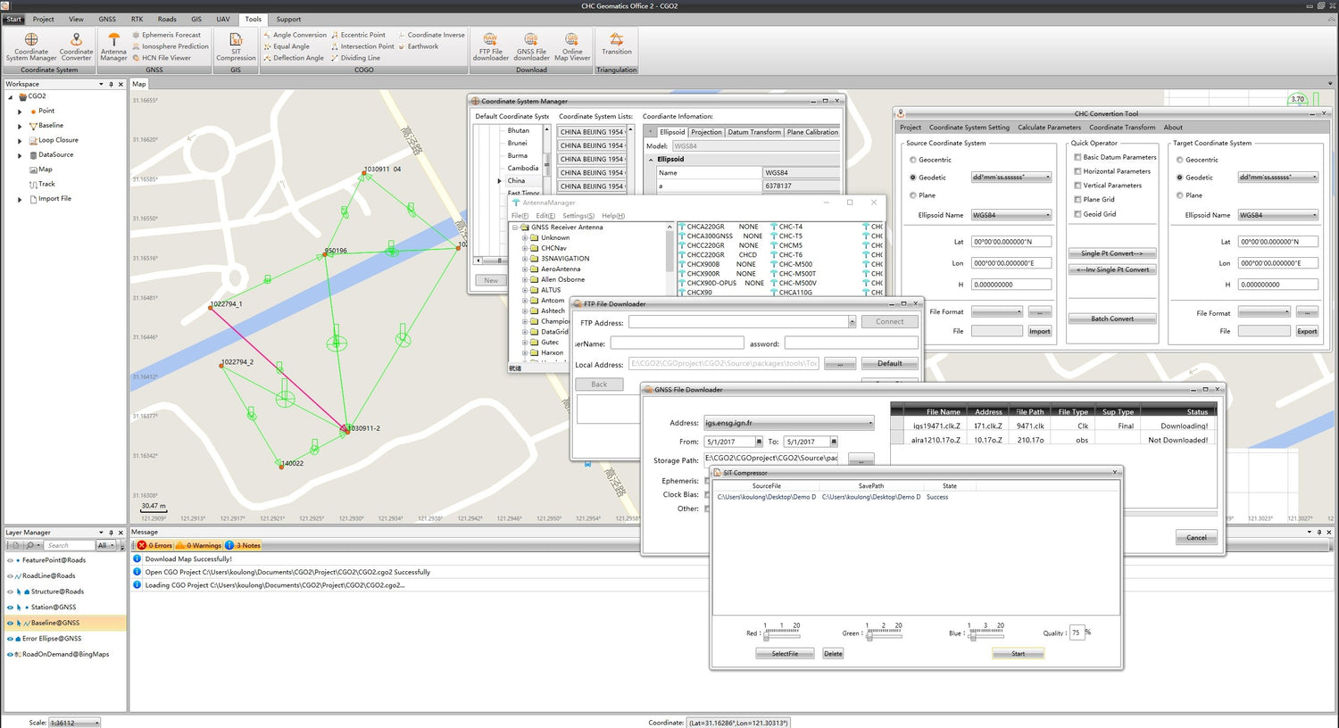 Detailed function overview panel in CGO2 software