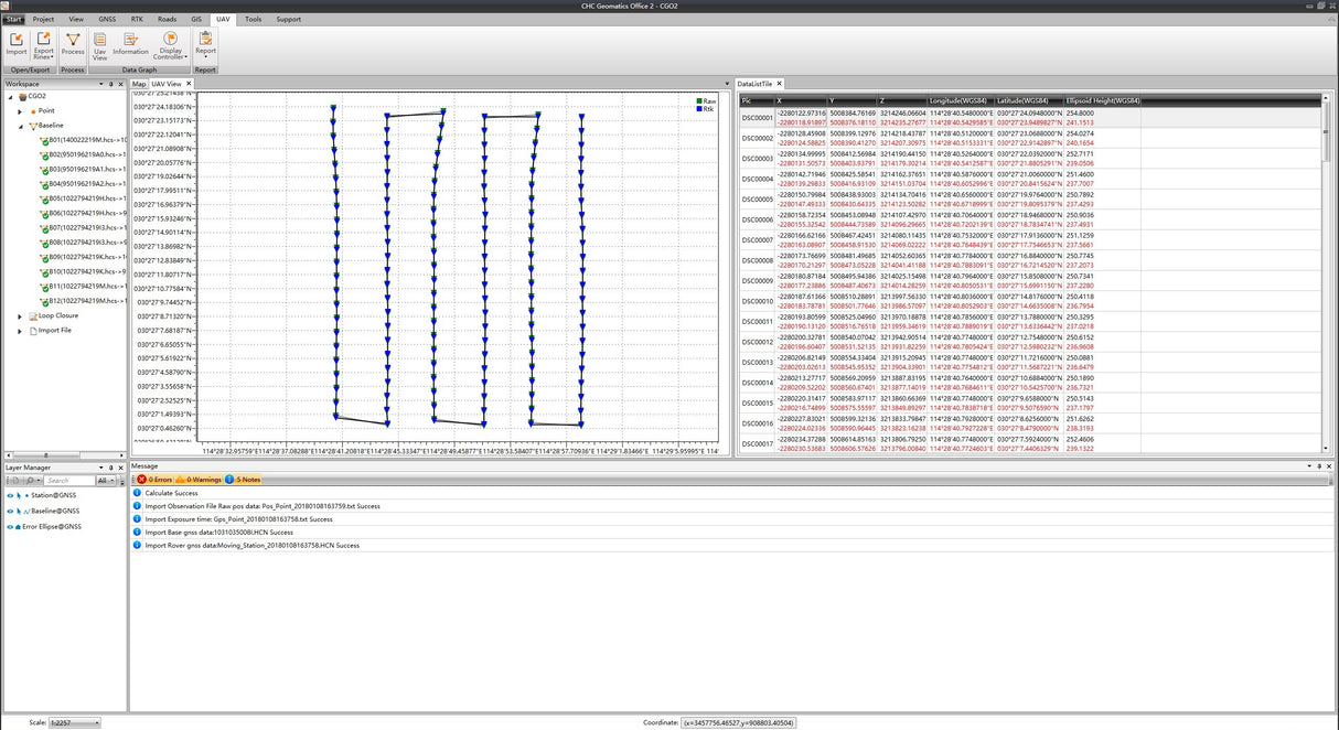 UAV trajectory analysis using CHCNAV CGO2 software