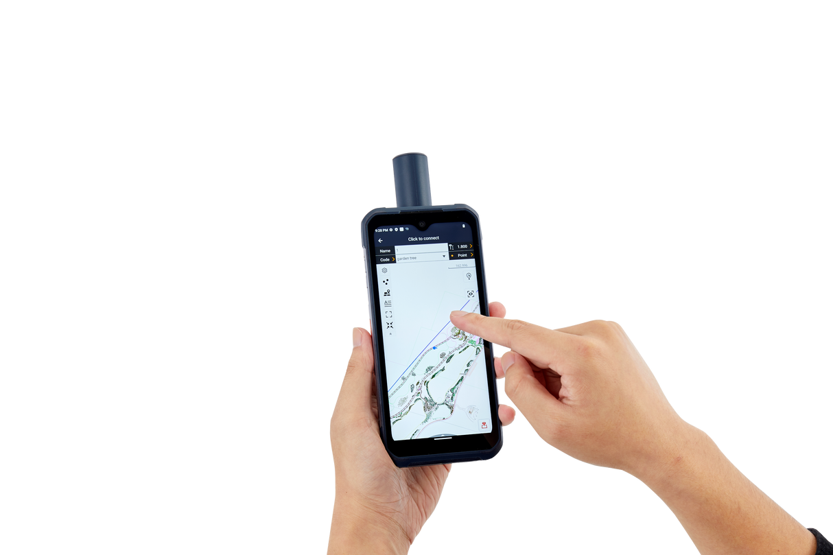 LT60H GNSS phone shown in terrain mapping environment