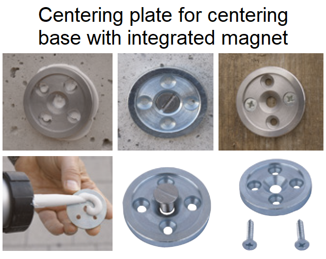 Centering plate accessory for stainless steel ball prism setup