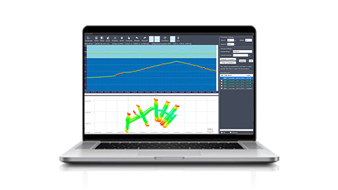 CHCNAV D270 single-beam echosounder connected to survey software for data capture
