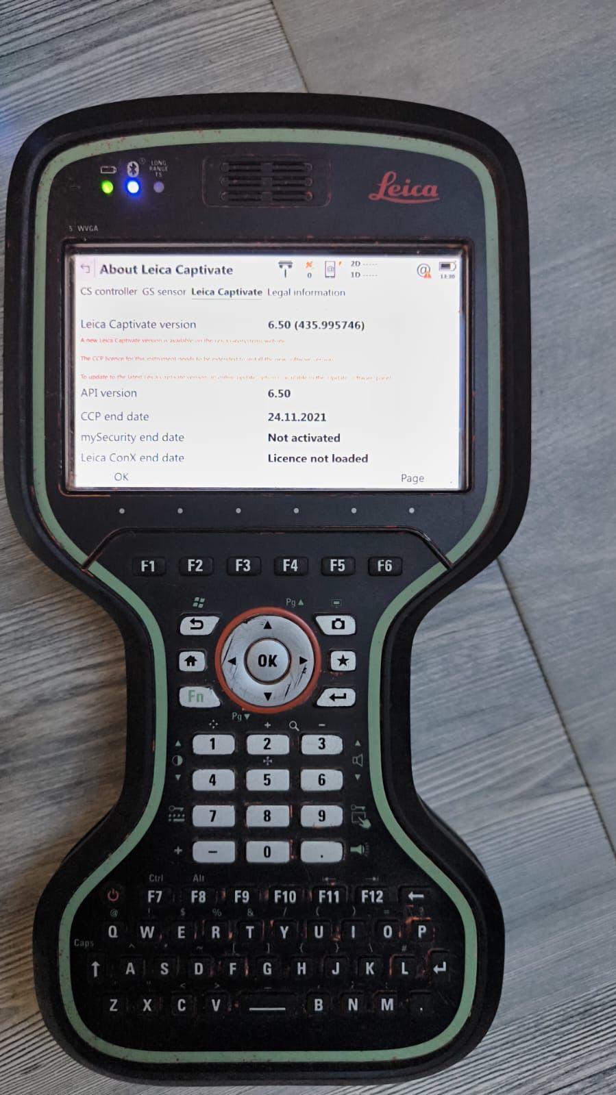 Close-up of Leica CS20 GNSS handheld controller