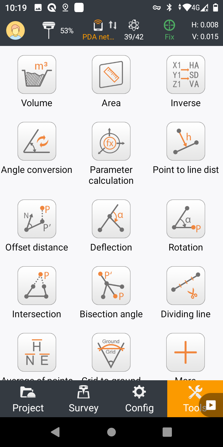 LandStar survey setup screen