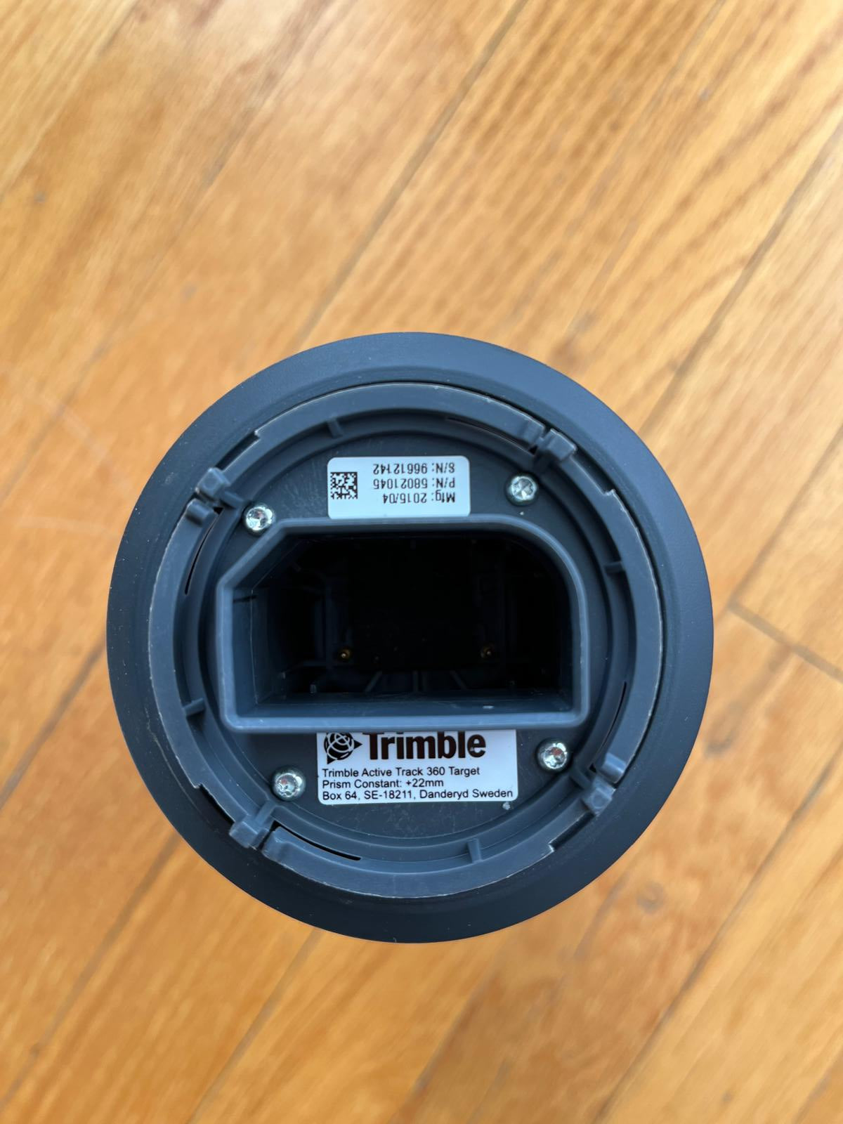 Rear view of Trimble AT360 ActiveTrack 360 prism target