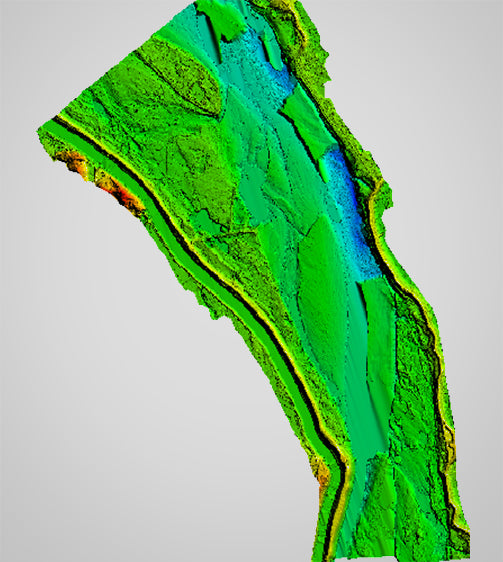 Bathymetric map output generated using CHCNAV HQ-400 multibeam echosounder