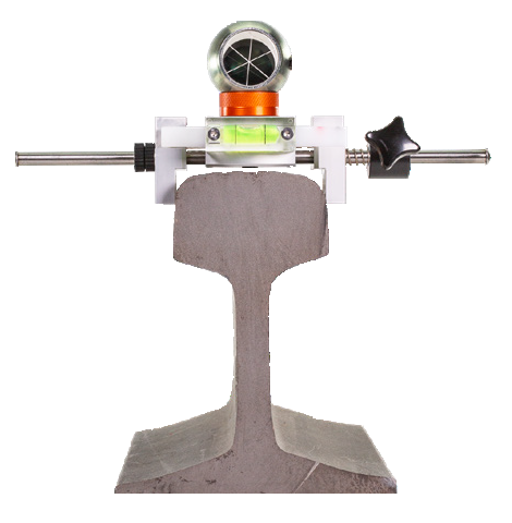 Rail survey tool mounted for total station measurement