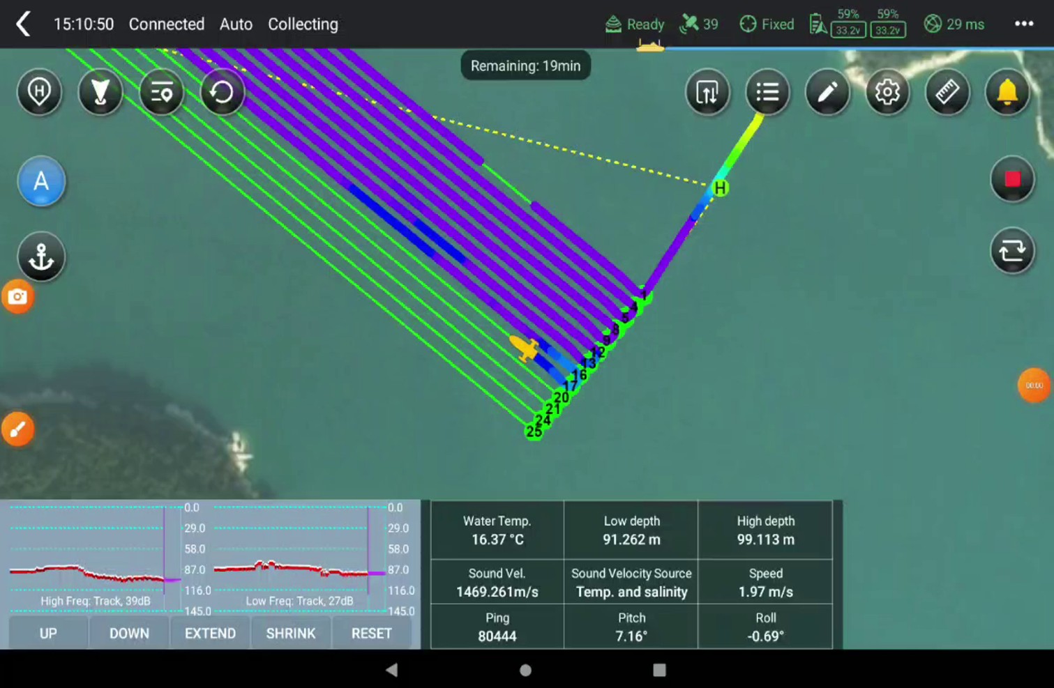 EasySail software controlling D60 echo sounder